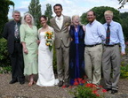 Bridal couple with American family